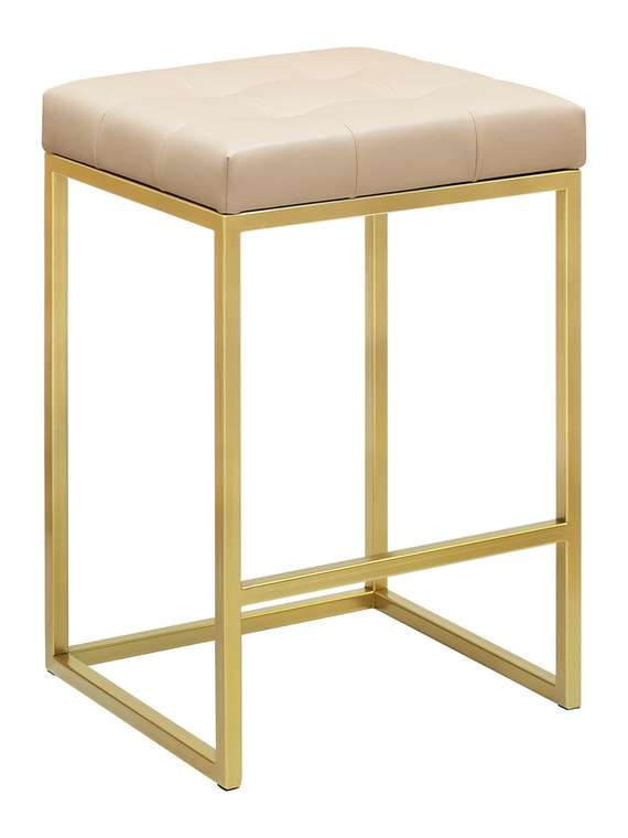 Полубарный стул Soho бежевого цвета с золотым основанием