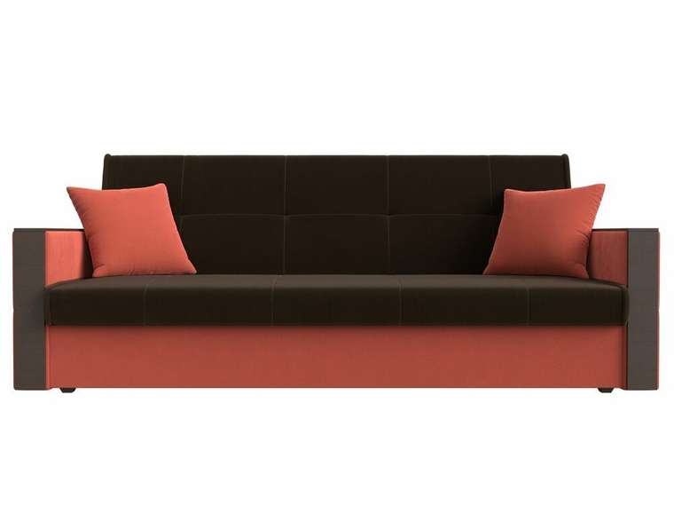 Прямой диван-кровать Валенсия кораллово-коричневого цвета