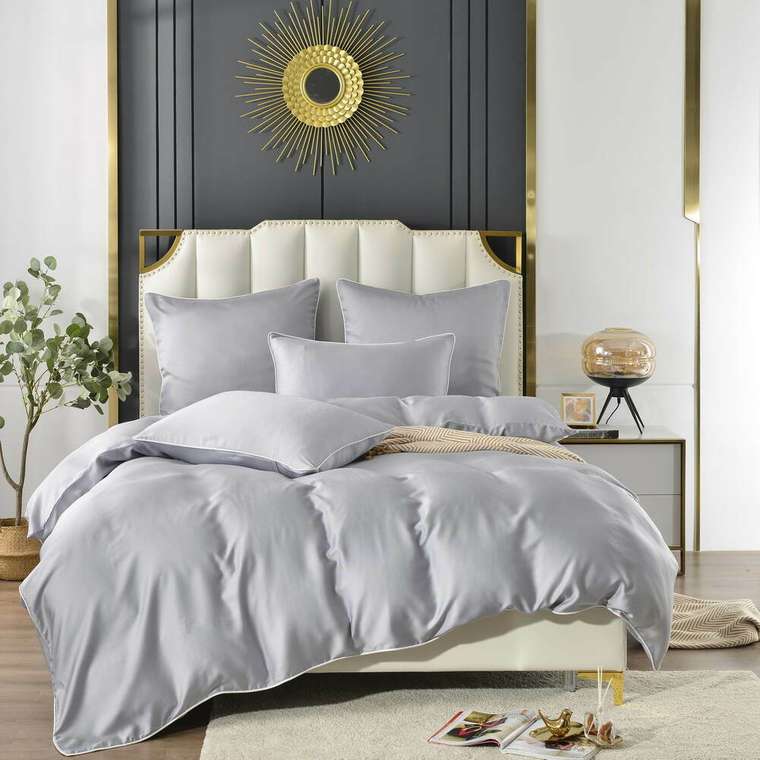 Комплект постельного белья Андре №22 200х220 светло-серого цвета