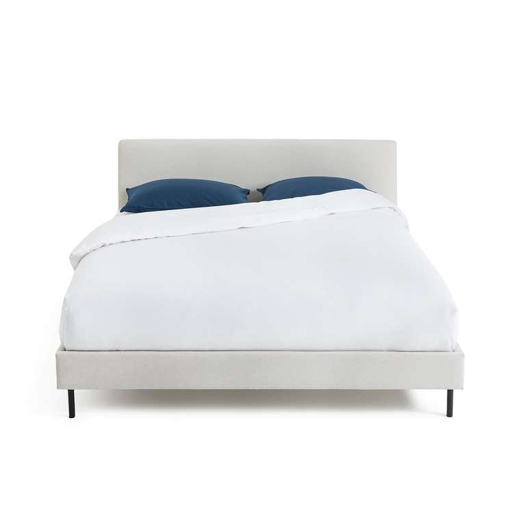 Кровать мягкая с кроватным основанием Tella 160x200 светло-бежевого цвета