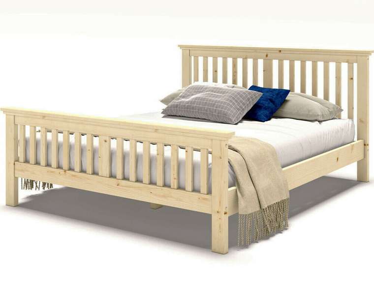 Кровать двухспальная 160х200 с изножьем из массива дерева 