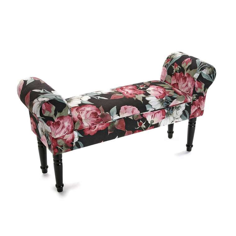 Банкетка Pink Flowers из полиэстера и дерева 