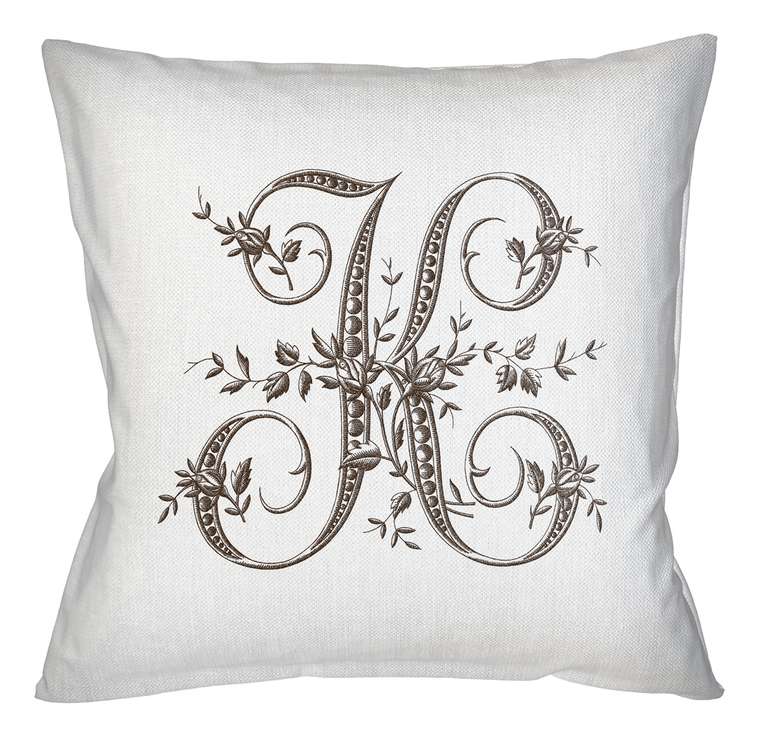 Декоративная подушка Азбука мечты буква K белого цвета