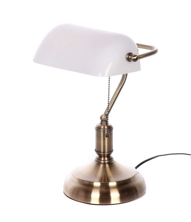 Настольная лампа Banker  с матово белым плафоном