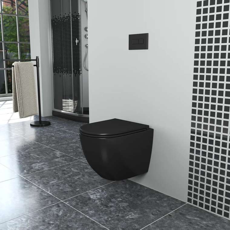 Унитаз подвесной Damp;K Matrix черный, безободковый, с микролифтом