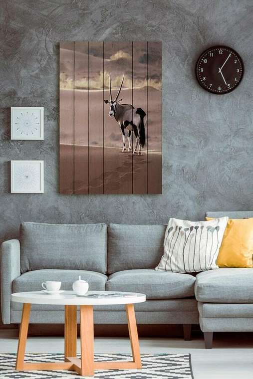 Картина на дереве Антилопа в пустыне 40х60 см