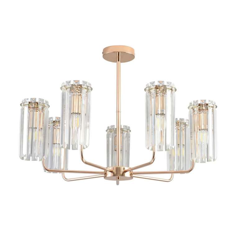 Потолочная люстра на штанге с хрустальными подвесками Lumion Favla 8347/7 золото/прозрачный, металл/хрусталь E14 7*40W 220V