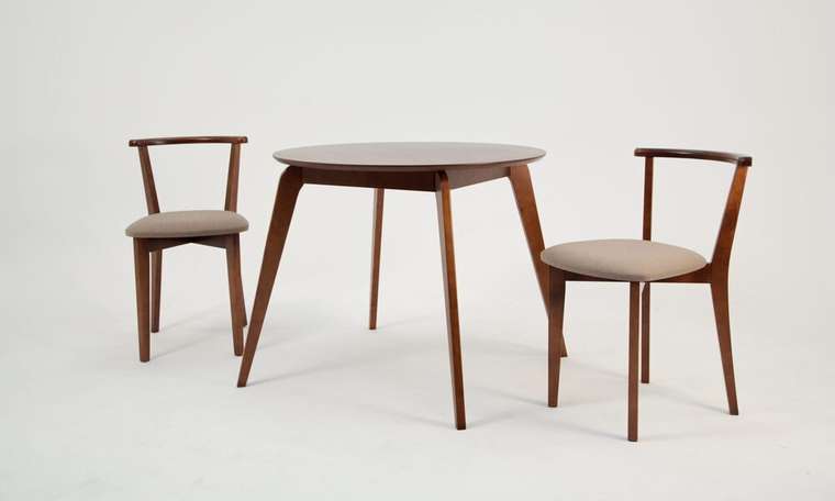 Набор из стола Arki К 90 и двух стульев Франк ПМ бежево-коричневого цвета