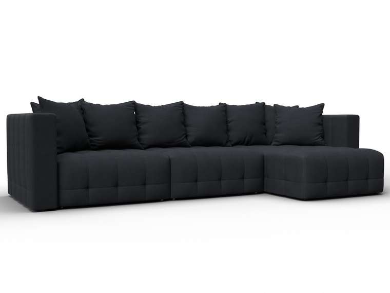 Угловой диван-кровать Лига-052 Лонг темно-серого цвета