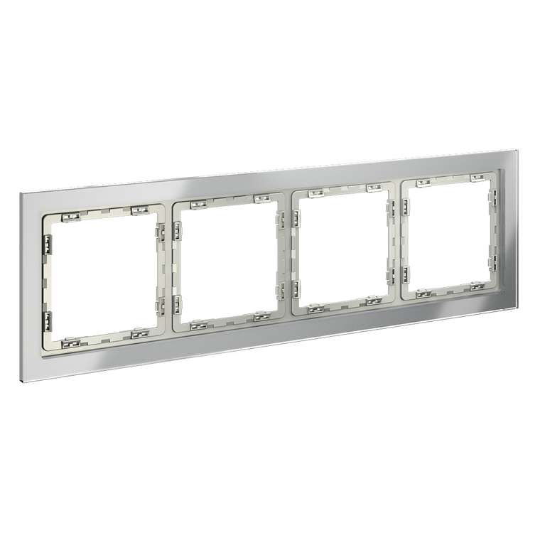 Рамка стеклянная VOLTUM S70 на 4 поста, (сталь, стекло)