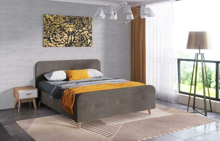 Кровать Сиерра 140х200 серого цвета без подъемного механизма