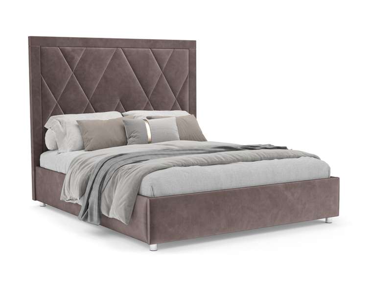 Кровать Треви 160х190 серо-коричневого цвета с подъемным механизмом (вельвет)