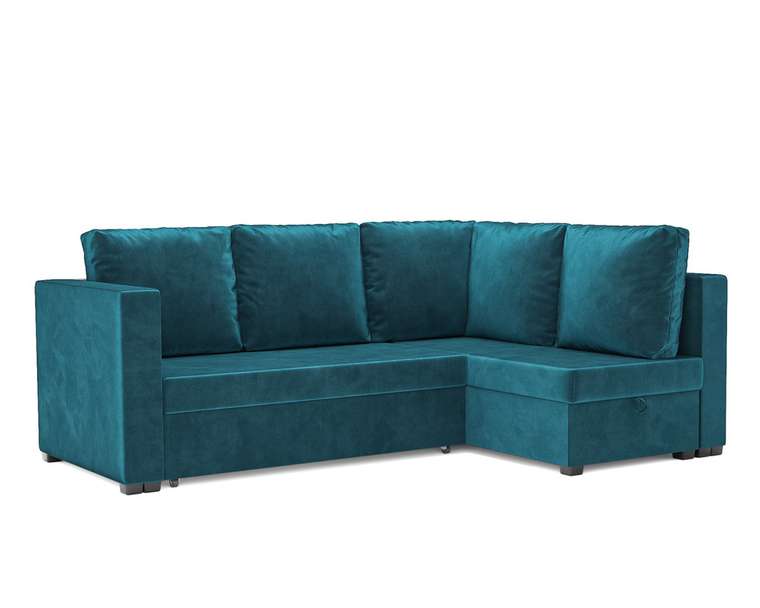 Угловой диван-кровать Мансберг сине-зеленого цвета
