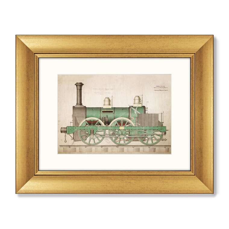 Набор из 2-х репродукций картин в раме Локомотив Геркулес, 1843г.