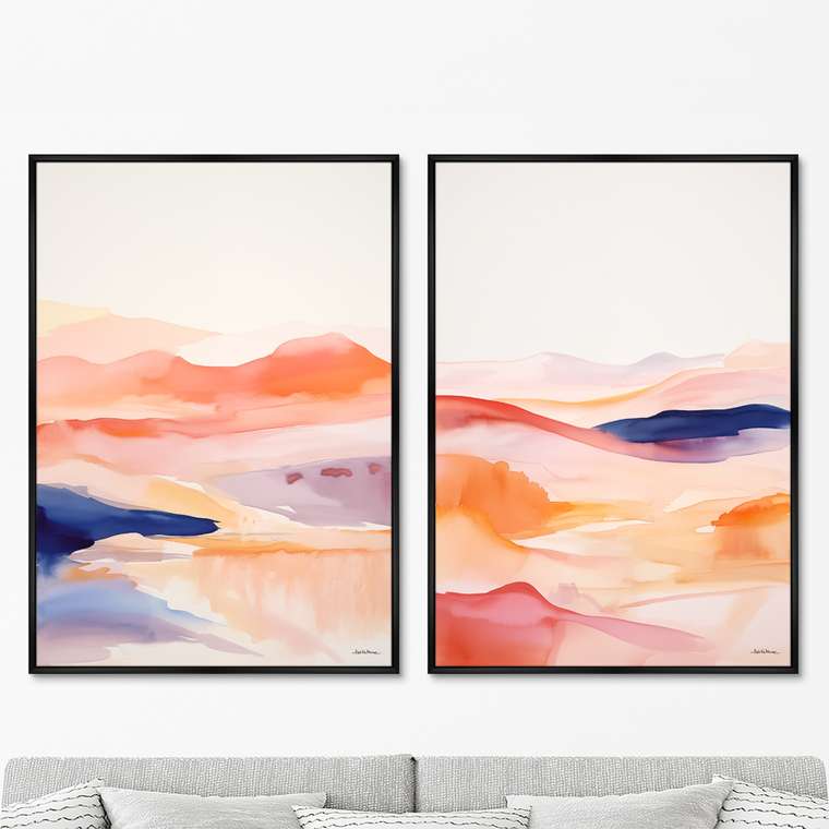 Набор из двух репродукций картин Landscape collection, Spilled   colors, 2024г.
