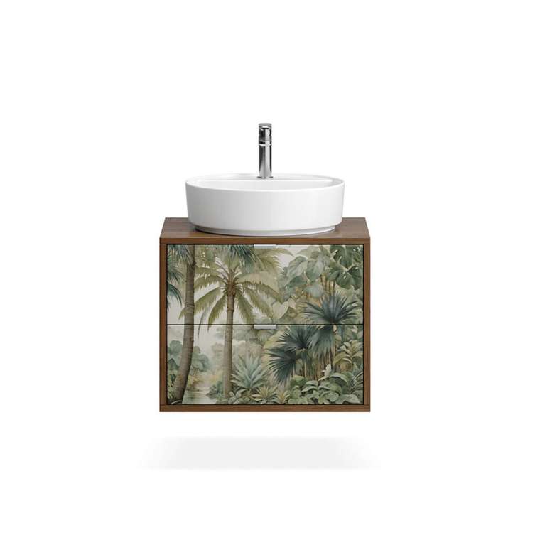 Тумба для ванной Private WPR 16 коричневого цвета с принтом подвесная