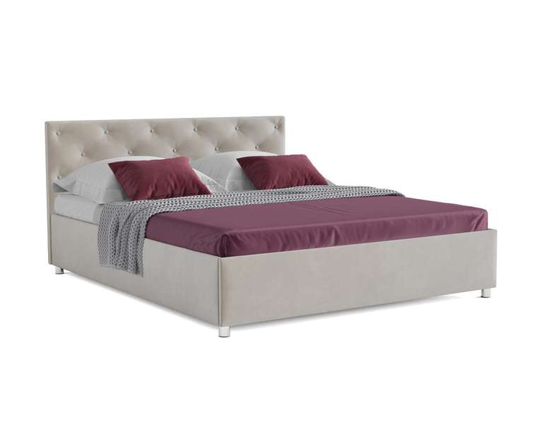 Кровать Классик 160х190 бежевого цвета с подъемным механизмом (вельвет)