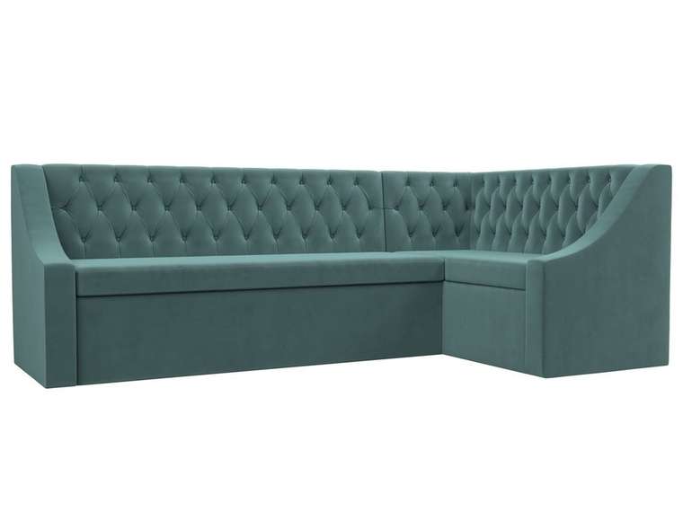 Кухонный угловой диван-кровать Мерлин бирюзового цвета правый угол