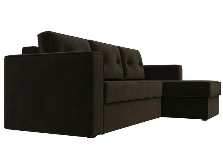 Угловой диван-кровать Принстон темно-коричневого цвета правый угол 