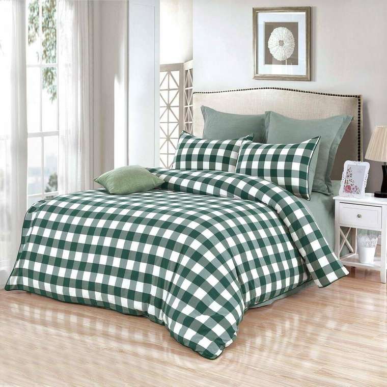 Комплект постельного белья Маркус №16 200х220 бело-зеленого цвета