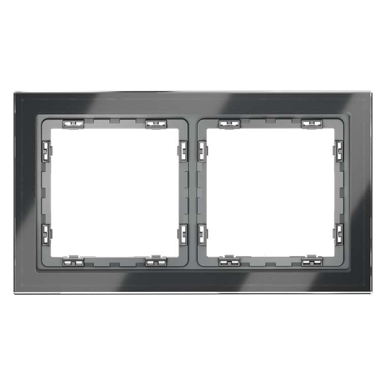 Рамка стеклянная VOLTUM S70 на 2 поста, (графит, стекло)