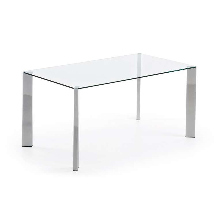 Обеденный стол стеклянный Corner хром 