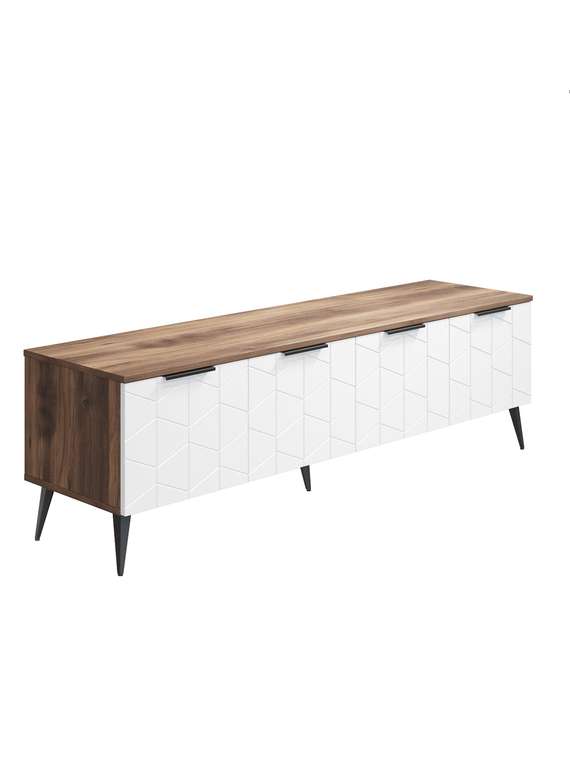 Тумба под телевизор Контемпо КТ-05 цвет дуб барокко янтарный/бланж