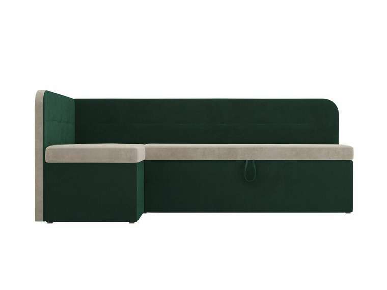 Угловой диван-кровать Форест зелено-бежевого цвета левый угол