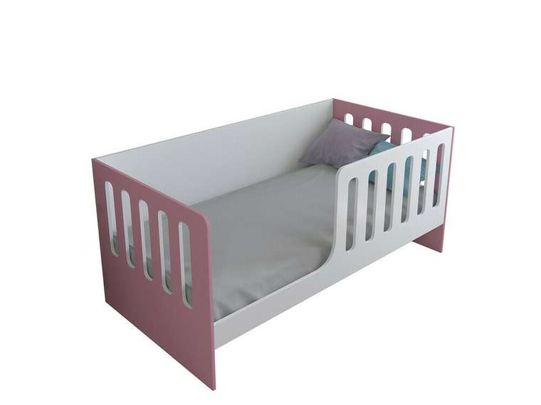 Кроватка Астра 12 80x160 бело-розового цвета 