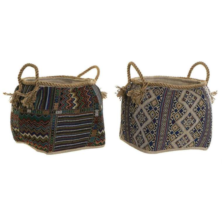 Корзина DKD Home Decor 30 x 30 x 30 cm Натуральное волокно Boho (2 штук)
