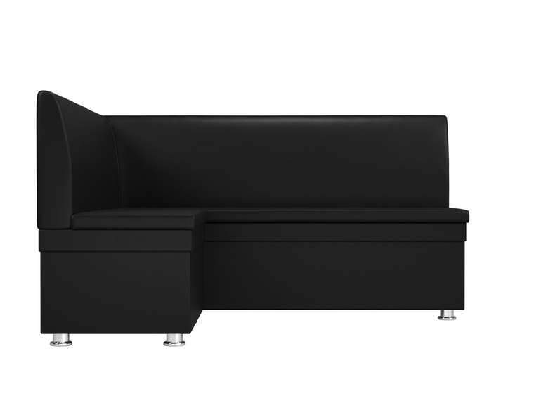 Угловой диван Уют черного цвета (экокожа) левый угол