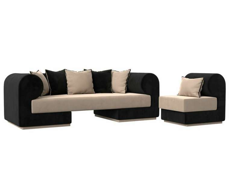 Набор мягкой мебели Кипр 2 черно-бежевого цвета