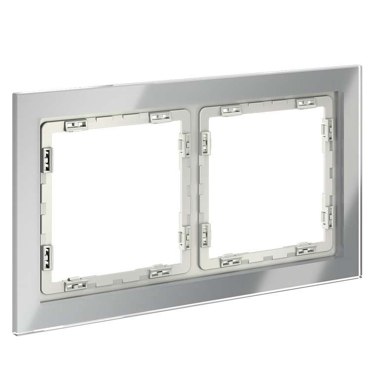 Рамка стеклянная VOLTUM S70 на 2 поста, (сталь, стекло)