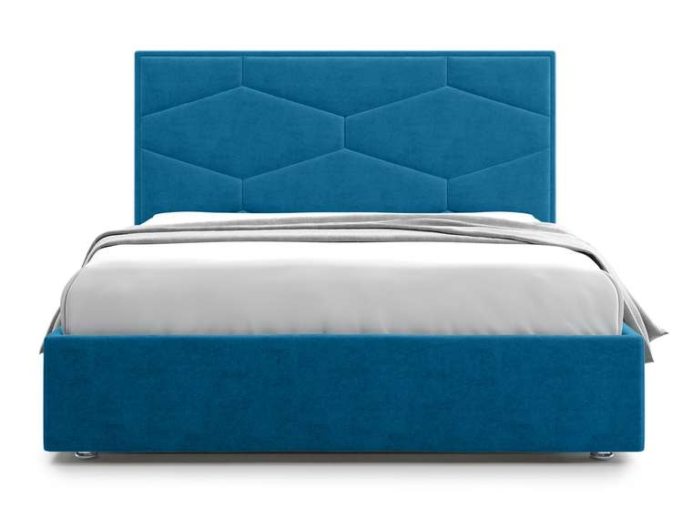 Кровать Premium Milana 4 140х200 синего цвета с подъемным механизмом