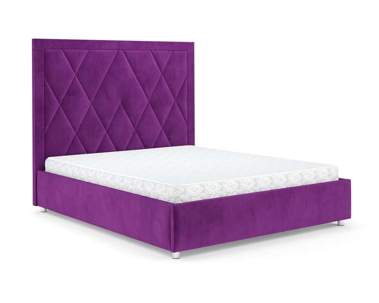 Кровать Треви 160х190 фиолетового цвета с подъемным механизмом (микровелюр)
