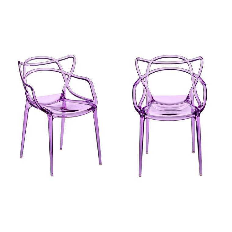 Набор из двух стульев сиреневого цвета с подлокотниками