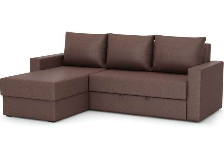 Угловой диван-кровать Лео коричневого цвета