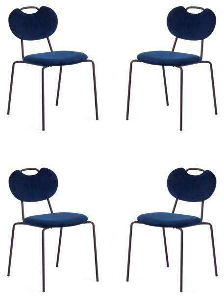 Набор из четырех стульев Danton синего цвета