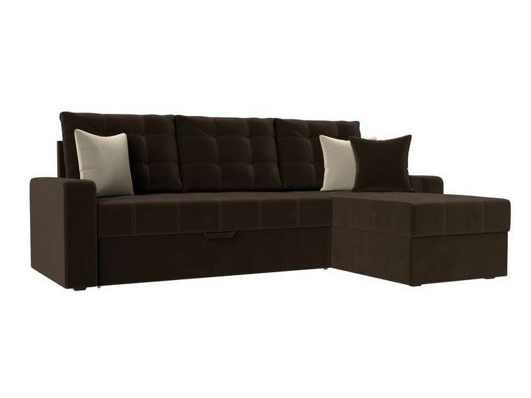 Угловой диван-кровать Ливерпуль коричневого цвета правый угол