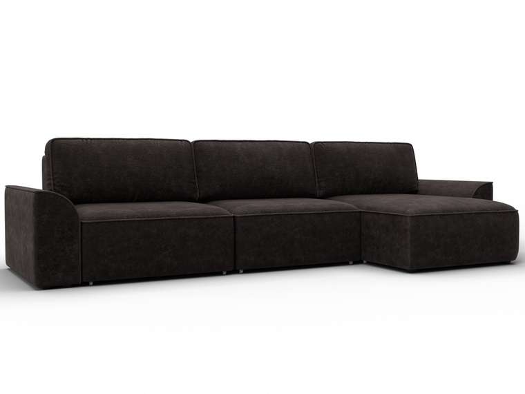 Угловой диван-кровать Лига-048 лонг темно-коричневого цвета