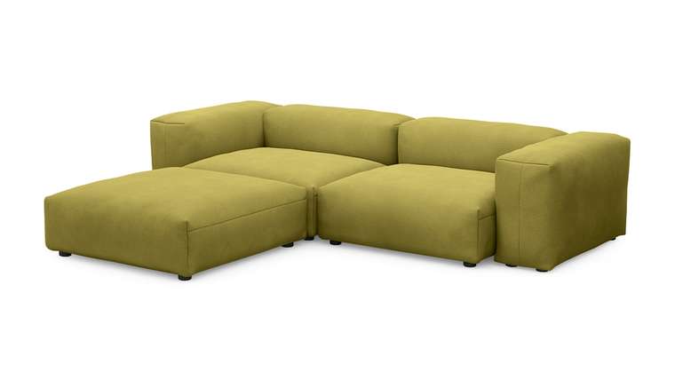 Угловой диван Фиджи горчично-зеленого цвета