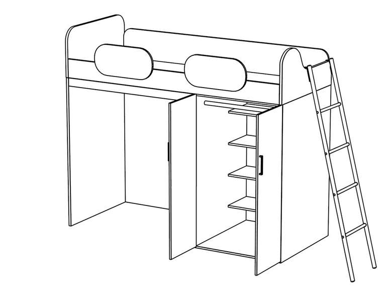 Кровать-чердак с нижним шкафом Mio