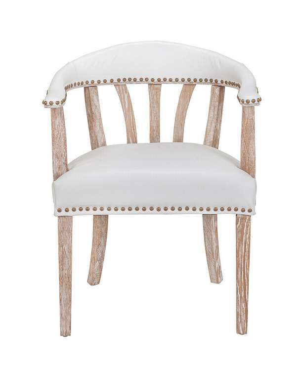 Стул с подлокотниками Tanner white leather белого цвета