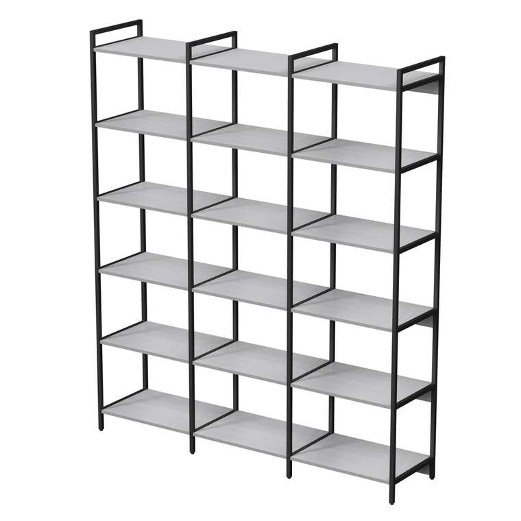 Стеллаж 10СВТ.6.600 высокий тройной 6 полок серого цвета