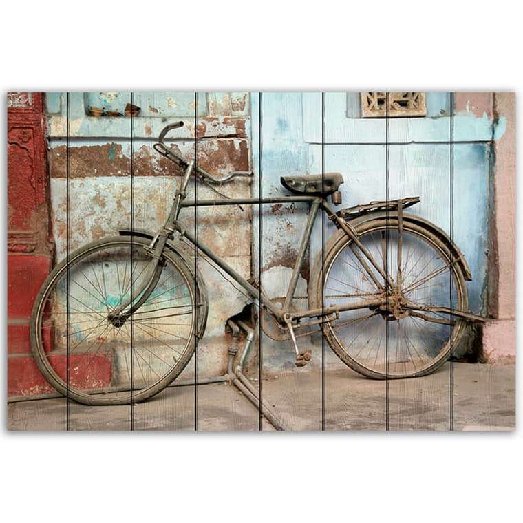 Картина на дереве Старый велосипед 40х60 см