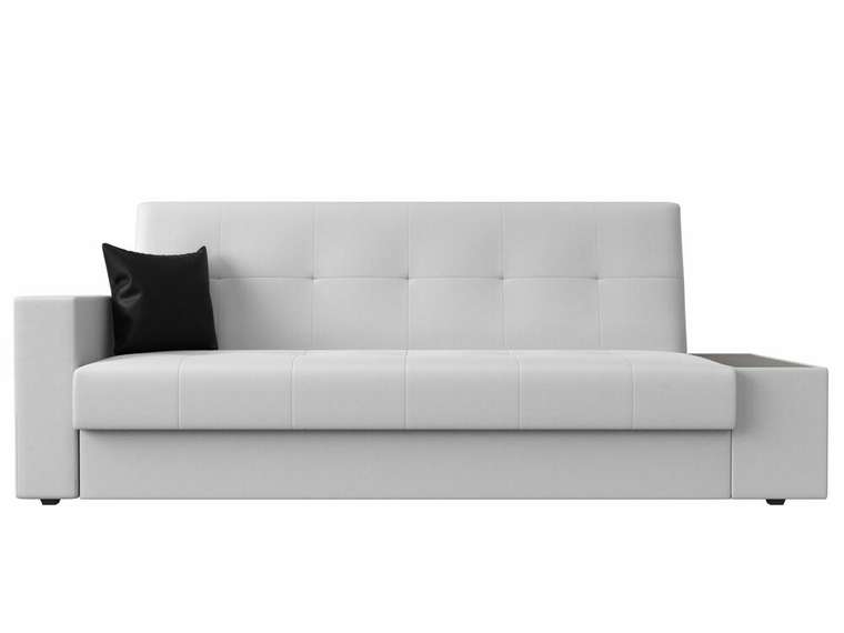 Диван-кровать Лига 020 белого цвета со столиком справа (экокожа)