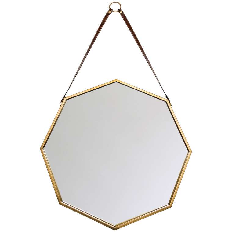 Настенное зеркало Октагон с кожаным подвесом