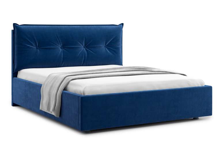 Кровать Cedrino 140х200 темно-синего цвета с подъемным механизмом