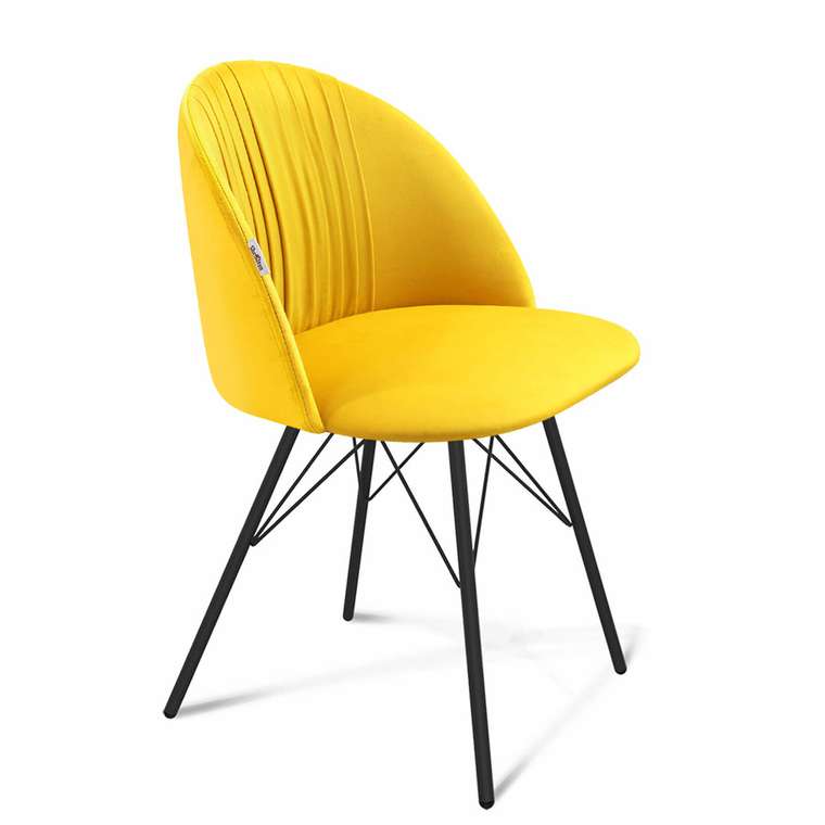 Обеденный стул желтого цвета на металлическом каркасе