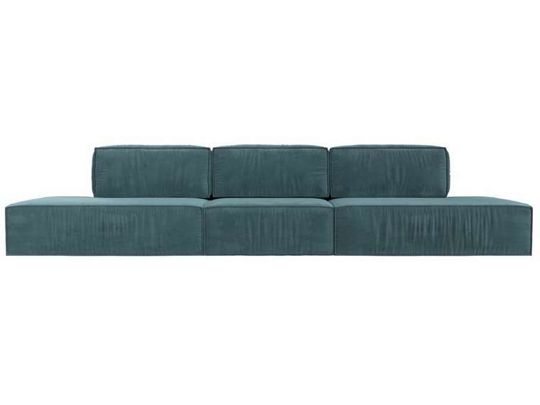 Прямой диван-кровать Прага лофт лонг бирюзового цвета